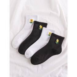 4pairs Flower Embroidery Socks