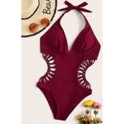 Cut-out Halter One Piece Swimsuit