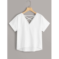 Criss-cross Back High Low Blouse