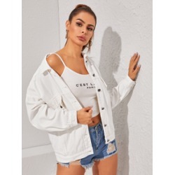 White Wash Button Up Denim Jacket