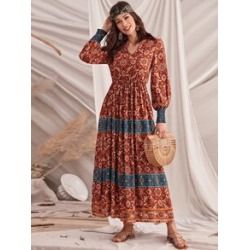 Shirred Cuff Floral Print Dress