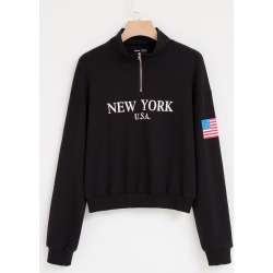 American Flag And Letter Graphic Sweatshirt