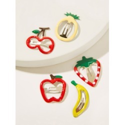 Girls Apple & Banana Design Hair Snap Clip 5pcs