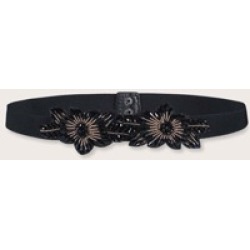 Beaded Flower Decor Wide Belt