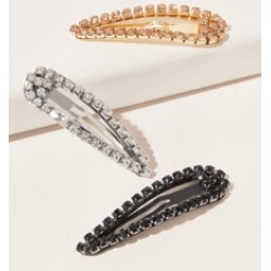 3pcs Girls Rhinestone Engraved Hair Clips