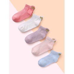 5pairs Girls Butterfly Embroidery Socks