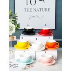 1pc Plain Ceramic Tea Cup & Saucer