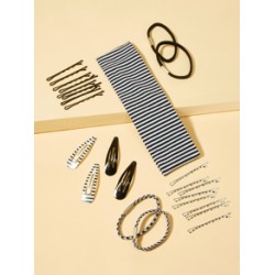 Striped Hair Accessories Set 25pcs