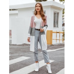 Colorblock Open Front Cardigan