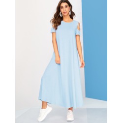 Criss-cross Cold Shoulder Maxi Hijab Dress