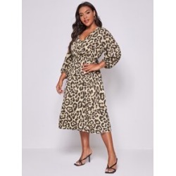 Plus Cheetah Print A Line Dress