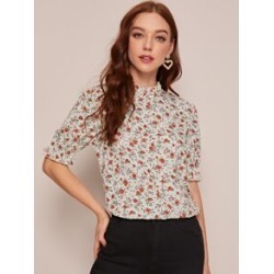 Ditsy Floral Frill Neck Blouse
