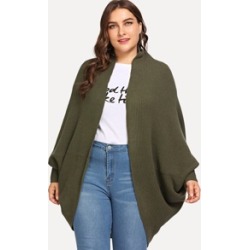 Plus Open Front Dip Hem Batwing Cardigan