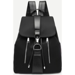 Metal Ring Detail Zipper Backpack
