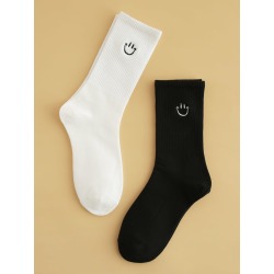2pairs Cartoon Embroidery Socks