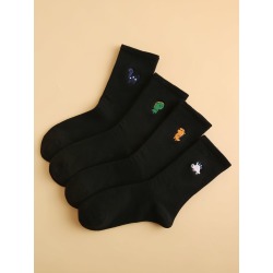 4pairs Dinosaur Embroidery Socks