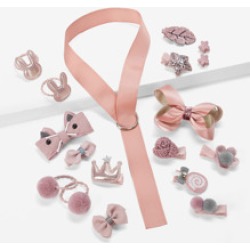 Toddler Girls Mixed Shaped Hair Clip & Hair Tie 18pcs
