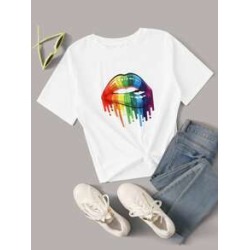 Mouth And Paint Drip Print Tee