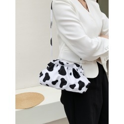 Cow Print Drawstring Crossbody Bag