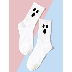 Cartoon Surprised Expression Pattern Crew Socks