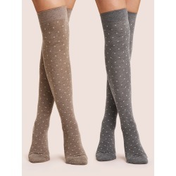 2pairs Polka Dot Pattern Knee Length Socks