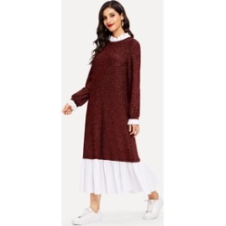 Ruffle Trim Glitter Hijab Dress