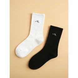 2pairs Men Embroidery Socks