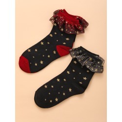 2pairs Star Print Socks