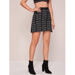 Elastic Waist Graphic Print A Line Skirt
