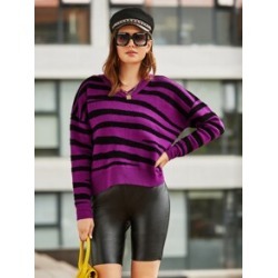 Drop Shoulder Striped Sweater