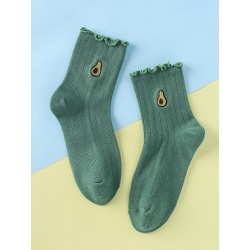 Avocado Embroidery Socks