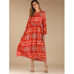 Tribal Print A Line Longline Dress