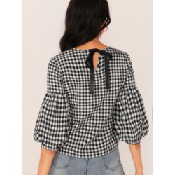 Tie Back Gingham Top