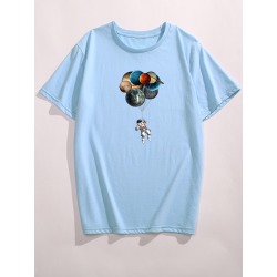 Men Astronaut & Planet Print Tee