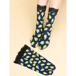 2pairs Pineapple Print Crew Socks