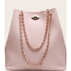 Twist Lock Tote Bag With Chain Strap