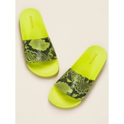 Neon Snake Print Band Thick Sole Slide Sandals