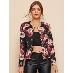 Floral Print Double Breasted Jacket