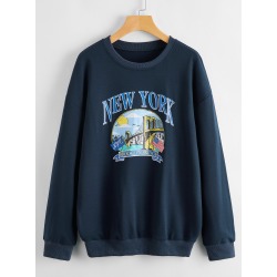 American Flag And Letter Graphic Sweatshirt