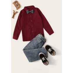 Toddler Boys Bow Tie Gingham Shirt