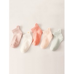 5pairs Toddler Girls Heart Embroidery Socks