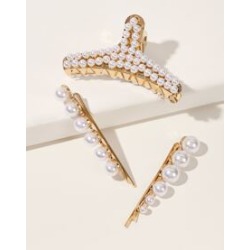 3pcs Faux Pearl Hair Clip & Hair Claw