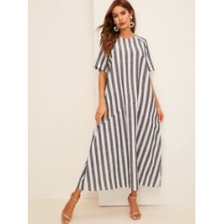 Striped Trapeze Hijab Dress