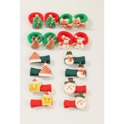 16pcs Toddler Girls Snowman & Star Decor Hair Clip & Hair Tie