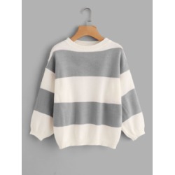 Drop Shoulder Wide Striped Sweater