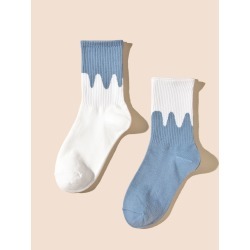 2pairs Men Two Tone Socks