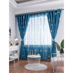 Kids Planet Print Single Panel Curtain