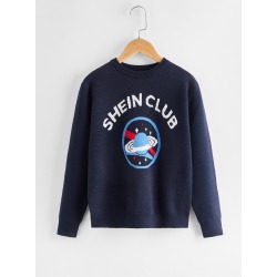 Boys Letter & Planet Pattern Sweater
