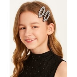 2pcs Toddler Girls Rhinestone Engraved Hair Clips