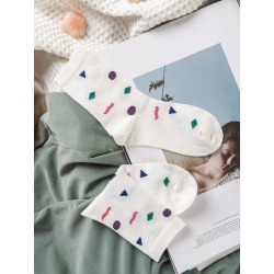 Geometric Pattern Crew Socks